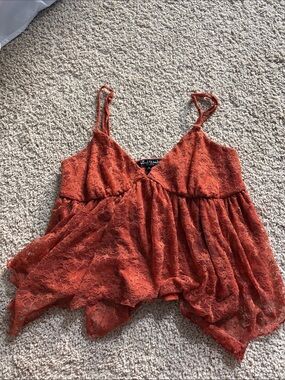 Rust Lace Flowy Camisole Tank Top - Unbranded